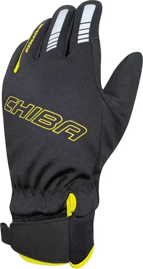 Chiba Detské zimné cyklistické rukavice Kids Waterproof BLACK/NEON L, Čierna