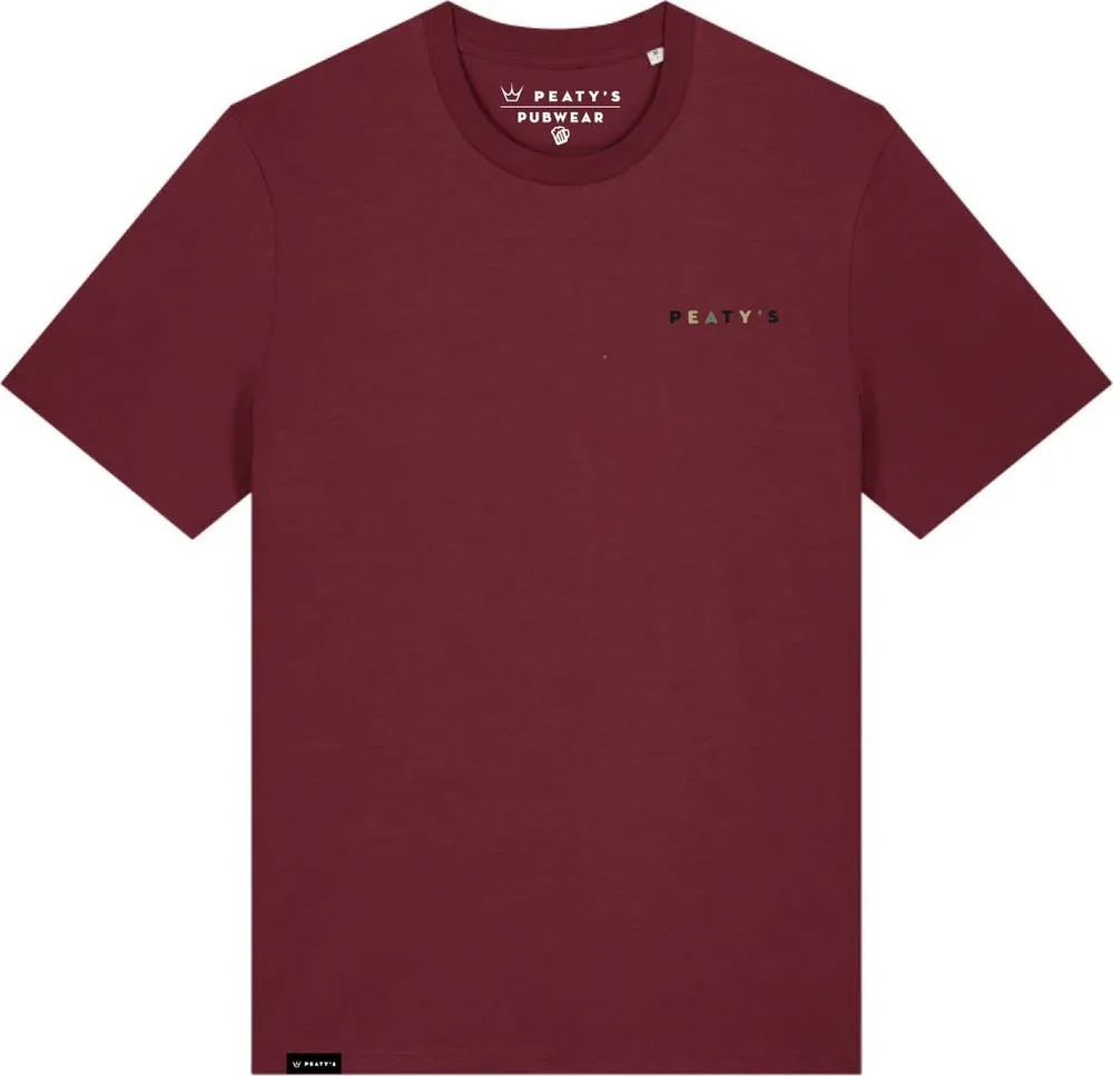 Tričko s krátkym rukávom Peaty's Pubwear Stacked Burgundy