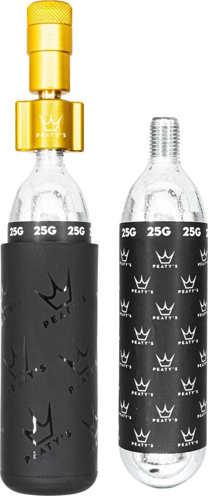 CO2 pumpa + bombičky 2 ks Peaty's Holeshot - MTB (25 g) - Gold