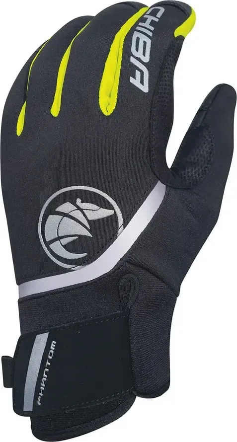 Chiba Zimné cyklistické rukavice Phantom BLACK/NEONYELLOW M, Čierna