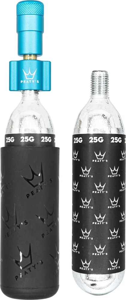 CO2 pumpa + bombičky 2 ks Peaty's Holeshot - MTB (25 g) - Turquoise