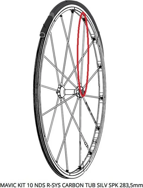 Sada 10 špíc Mavic NDS R-Sys Carbon Tub Silv 283,5 mm