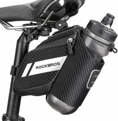 Taška RockBros podsedlová s držiakom fľaše, kapacita 1L, čierna