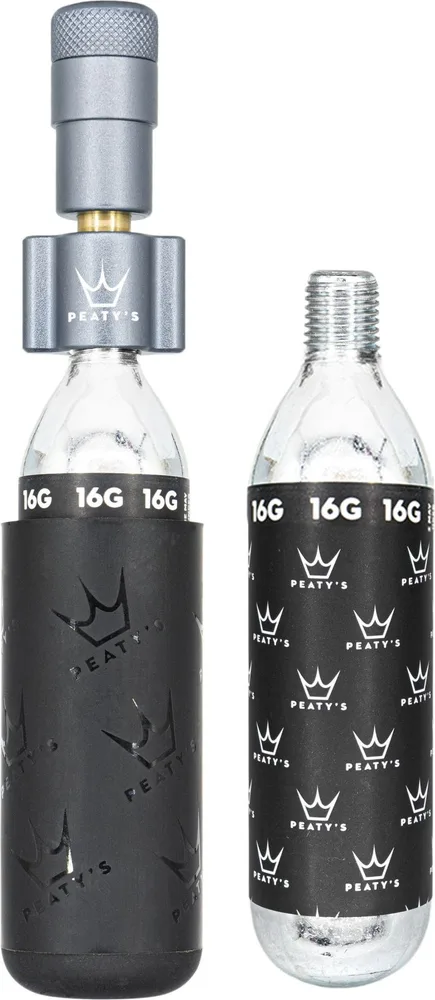 CO2 pumpa + bombičky 2 ks Peaty's Holeshot - Road & Gravel (16 g) - Slate