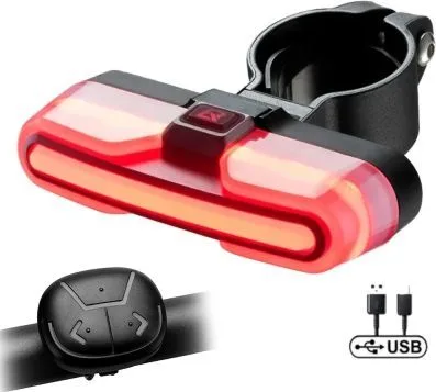 Svetlo zadné RockBros so smerovkami, 5 Funkcií, IPX6, USB nabíjanie, s USB káblom. V cene výrobku je zahrnutý recykl.pop.pre SR