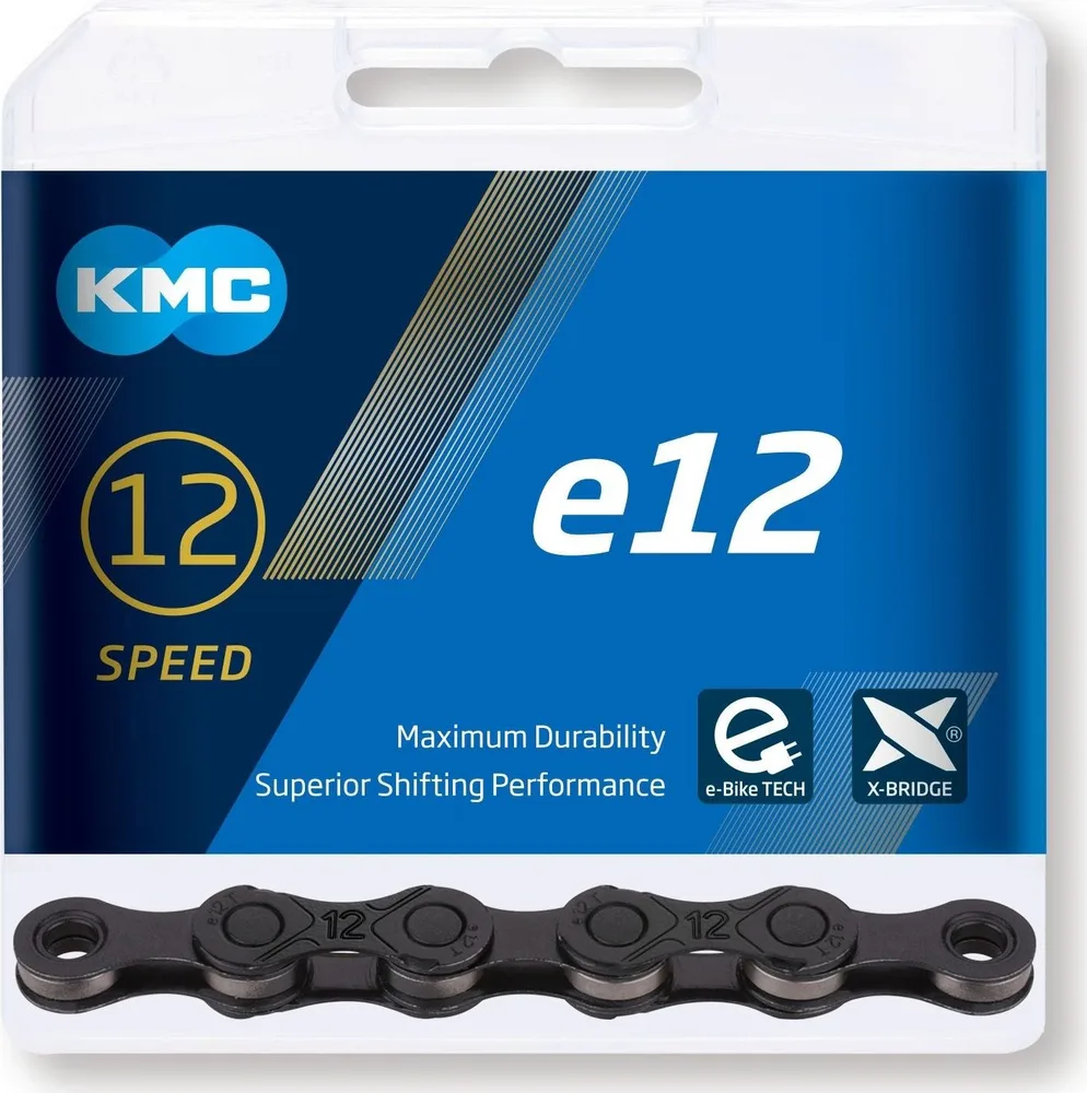 Reťaz KMC e12 BlackTech pre elektrobicykle, 12 Speed